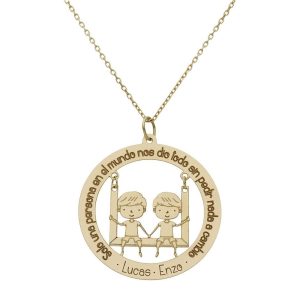 Gargantilla oro 18kl frase + niños – 28mm