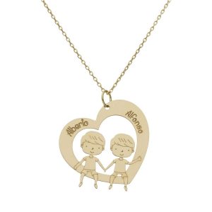Gargantilla oro 18kl corazon + niños