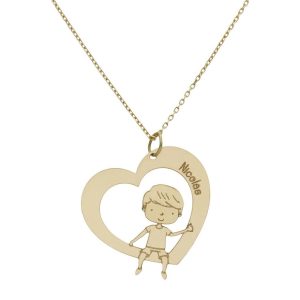 Gargantilla oro 18kl corazon + niño