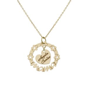 Gargantilla oro 18kl mama + flores