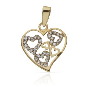 Colgante oro 18kl corazones entrelazados
