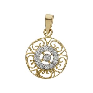 Colgante oro 18kl redondo circonitas