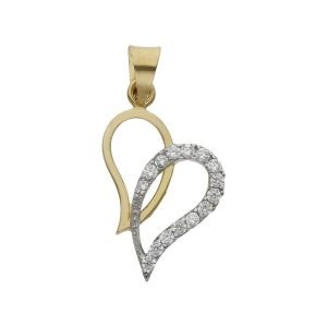 Colgante oro 18kl corazones circonitas