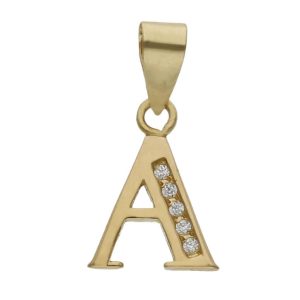 Colgante oro 18kl letra circonitas – 9mm