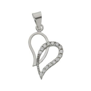 Colgante oro blanco 18kl corazones