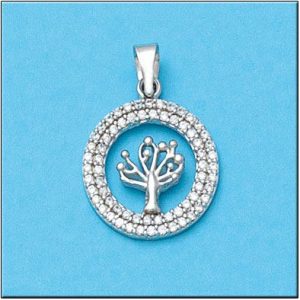 Colgante oro blanco 18kl arbol diamantes