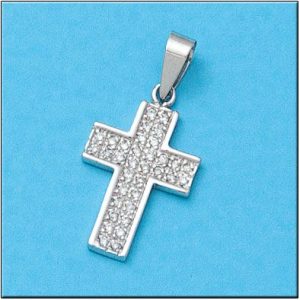 Cruz oro blanco 18kl diamantes