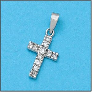 Cruz oro blanco 18kl diamantes