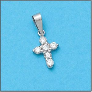 Cruz oro blanco 18kl diamantes