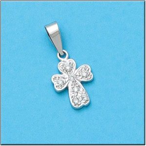 Cruz oro blanco 18kl diamantes