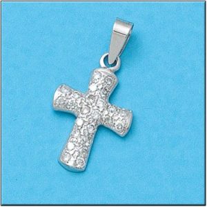 Cruz oro blanco 18kl diamantes