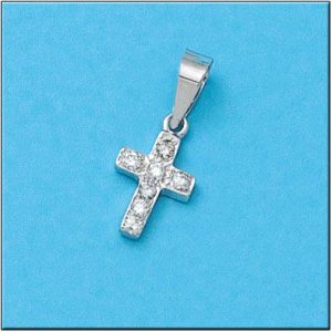 Cruz oro blanco 18kl diamantes
