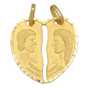 Medalla oro 18kl corazon partido – 19x19mm