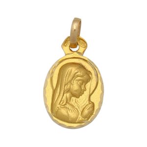 Medalla oro 18kl virgen niña – 12x15mm