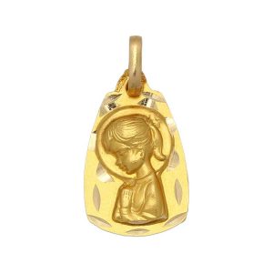 Medalla oro 18kl virgen niña – 11x18mm