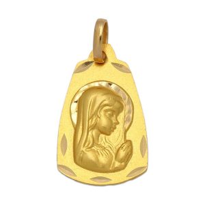 Medalla oro 18kl virgen niña – 13x21mm