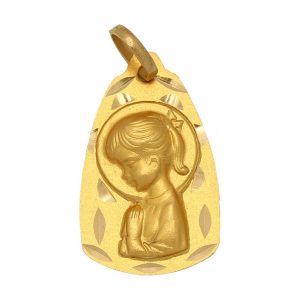 Medalla oro 18kl virgen niña – 13×22 mm