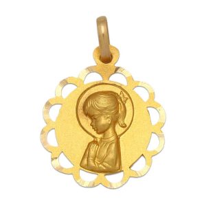 Medalla oro 18kl virgen niña – 17mm