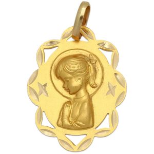 Medalla oro 18kl v. niña – 19×24 mm
