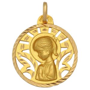 Medalla oro 18kl v. niña 24 mm