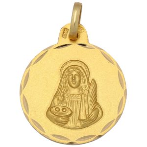 Medalla oro 18kl santa lucia – 21mm