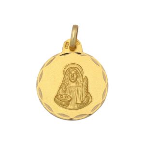 Medalla oro 18kl santa lucia – 17mm
