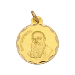 Medalla oro 18kl fray leopoldo de 17mm