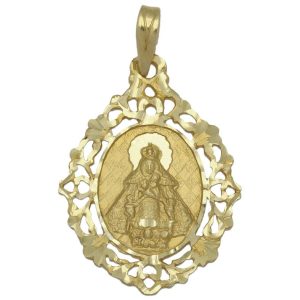 Medalla oro 18kl v. de la piedra- 22x30mm