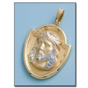 Medalla oro 18kl cristo bicolor- 33x43mm