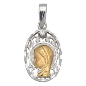 Medalla oro 18kl virgen niña – 13x21mm