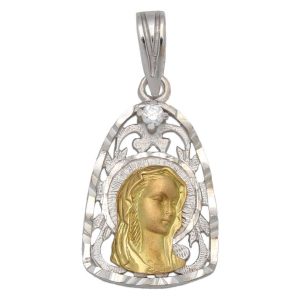 Medalla oro 18kl virgen niña – 13x21mm