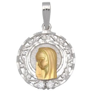 Medalla oro 18kl virgen niña – 19mm