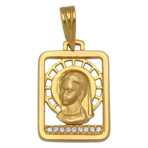 Medalla oro 18kl virgen niña – 14x20mm
