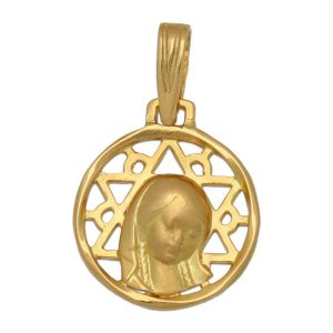 Medalla oro 18kl virgen niña de 16mm