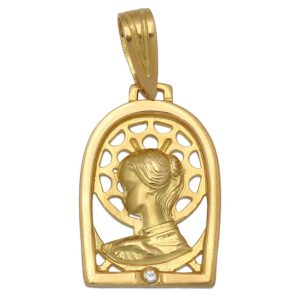 Medalla oro 18kl virgen niña – 13x20mm