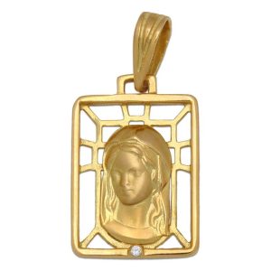 Medalla oro 18kl virgen niña – 13x19mm