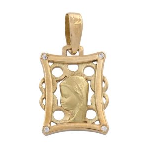 Medalla oro 18kl virgen niña -13x18mm