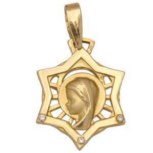 Medalla oro 18kl virgen niña – 16x21mm