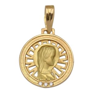 Medalla oro 18kl virgen niña de 16mm