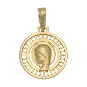 Medalla oro 18kl virgen niña – 17mm