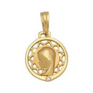 Medalla oro 18kl virgen niña – 14mm