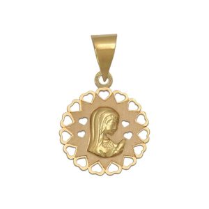 Medalla oro 18kl virgen niña – 14mm