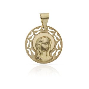Medalla oro 18kl virgen niña – 17mm
