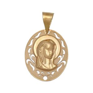 Medalla oro 18kl virgen niña de 16x19mm