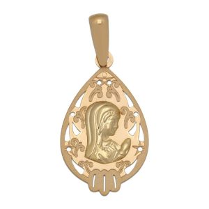 Medalla oro 18kl virgen niña – 14x24mm