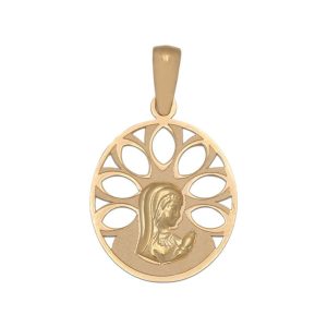 Medalla oro 18kl virgen niña – 15x19mm