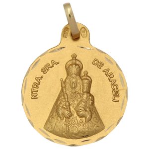 Medalla oro 18kl v. de la araceli- 21mm