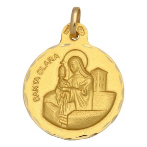 Medalla oro 18kl santa clara- 21mm