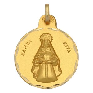 Medalla oro 18 kl santa rita – 21mm