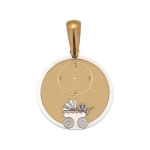 Medalla oro 18kl carrito y reloj – 15mm